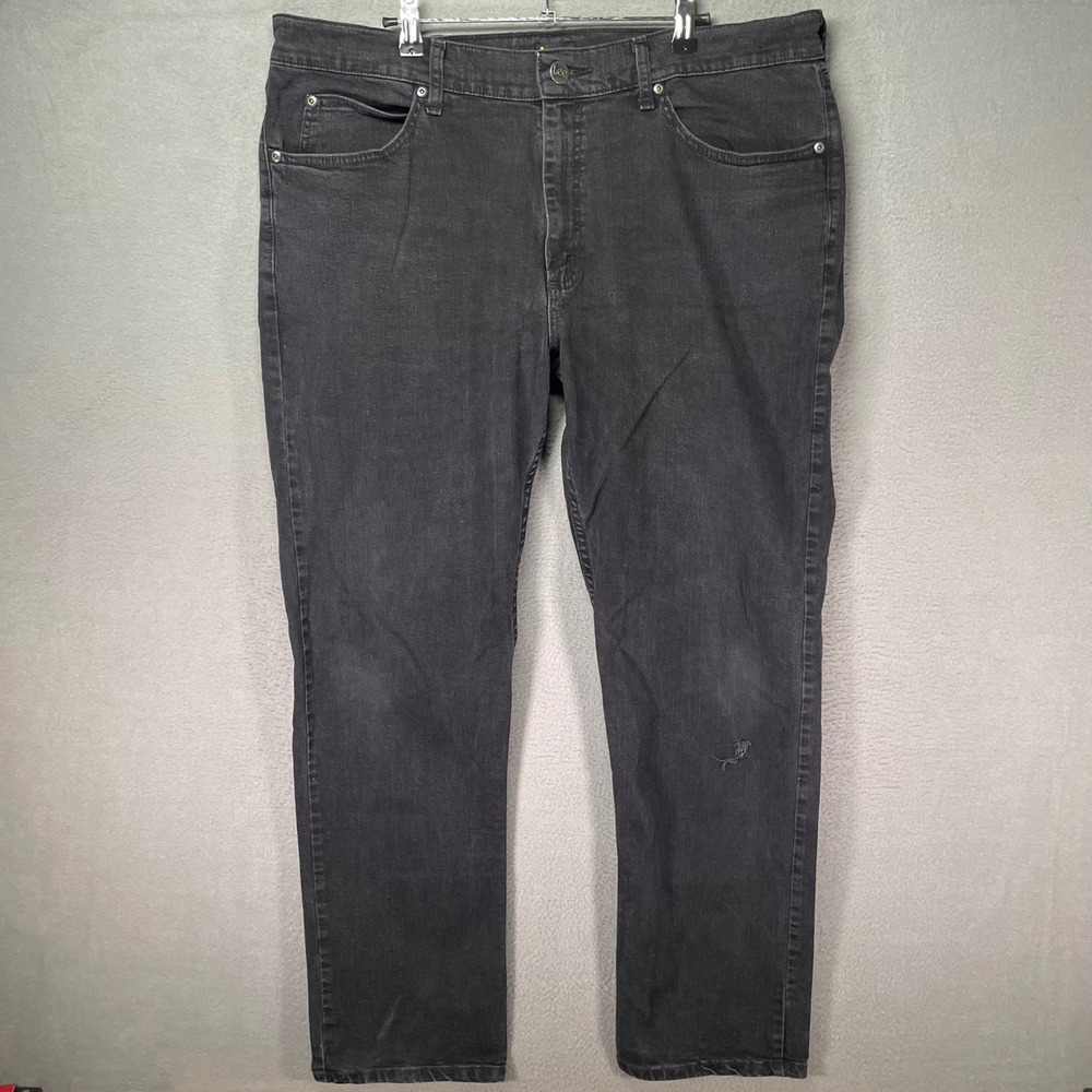 Lee Jeans Mens 38x32 Black Regular Fit Straight Leg Denim Pants